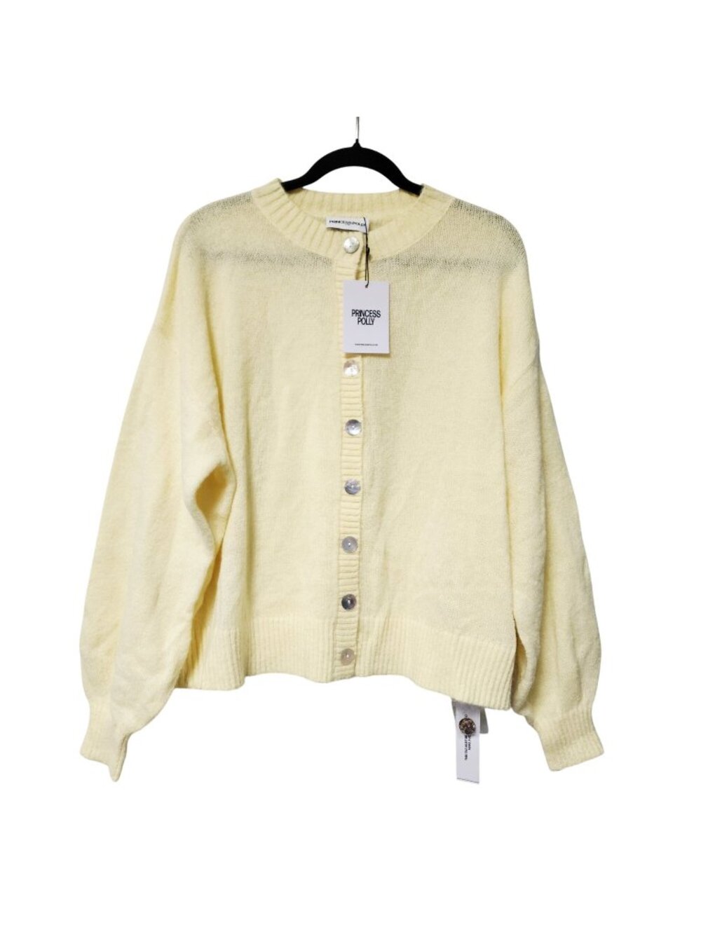 Princess Polly yellow Cardigan Sweater L/XL Soft Knit Button Front Long Sleeve R